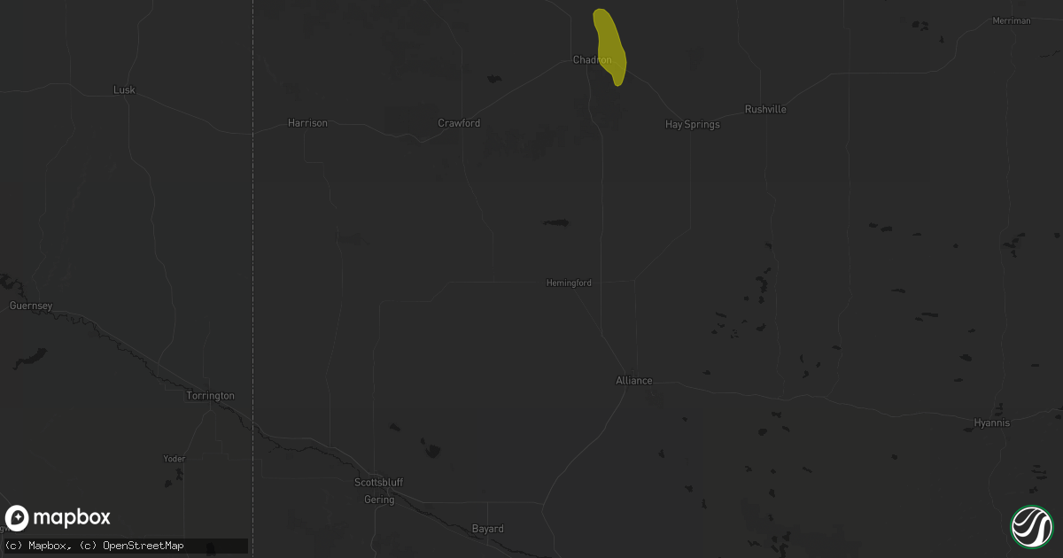 Hail map in Hemingford, NE on September 19, 2026