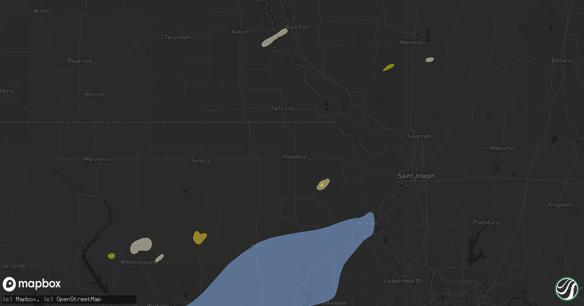 Hail map in Hiawatha, KS on September 19, 2026