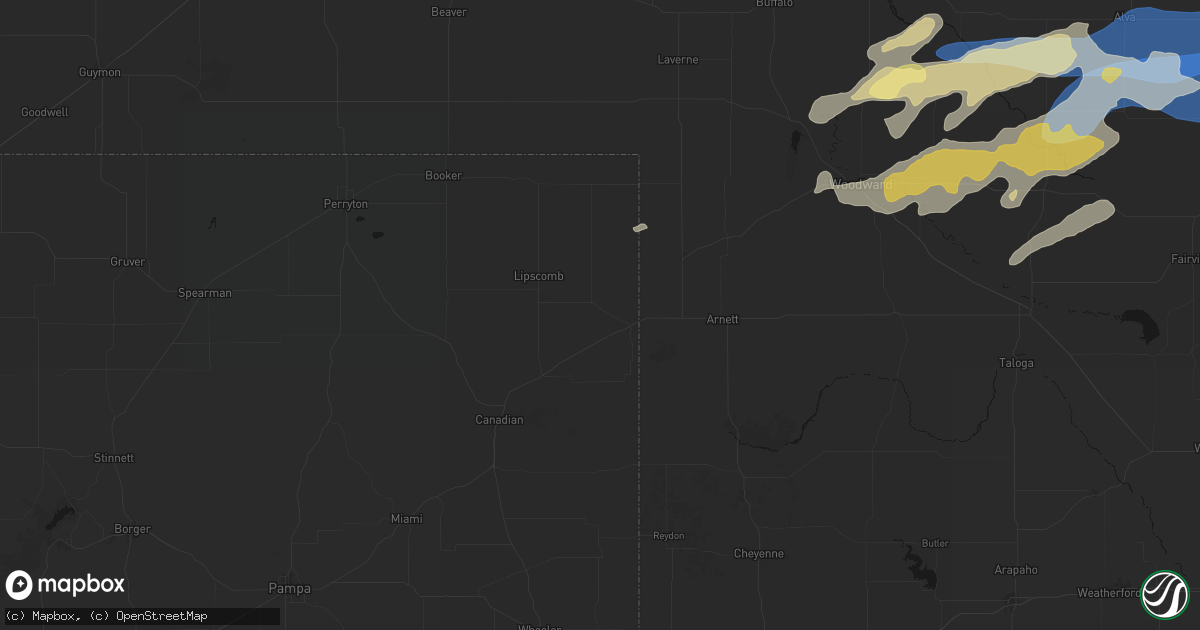 Hail map in Higgins, TX on September 19, 2026