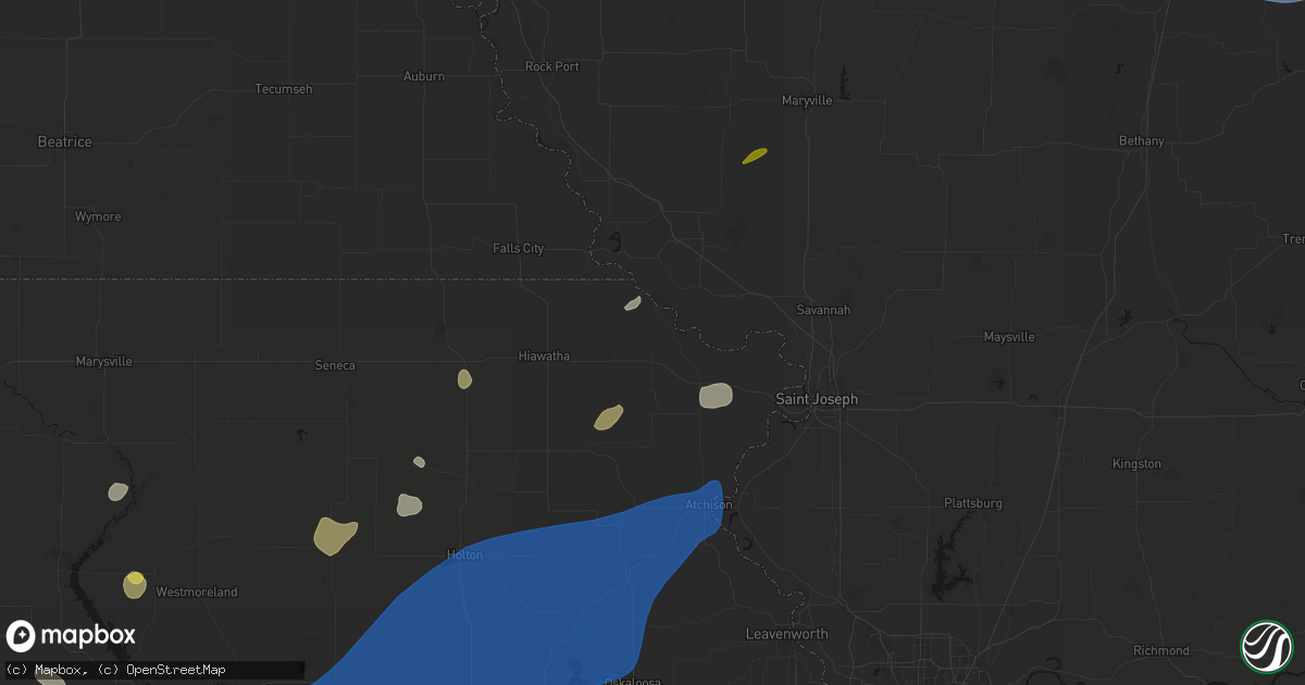 Hail map in Highland, KS on September 19, 2026