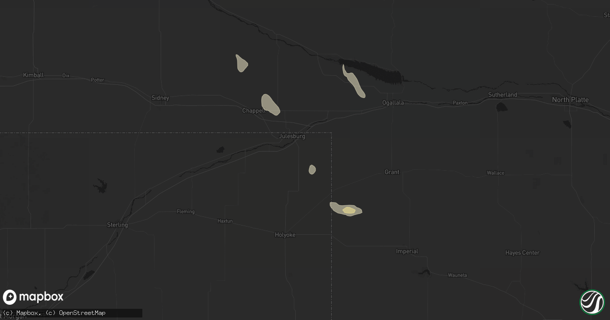 Hail map in Julesburg, CO on September 19, 2026