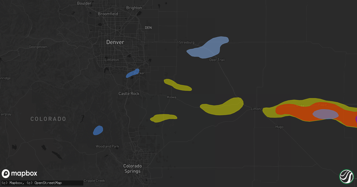 Hail map in Kiowa, CO on September 19, 2026