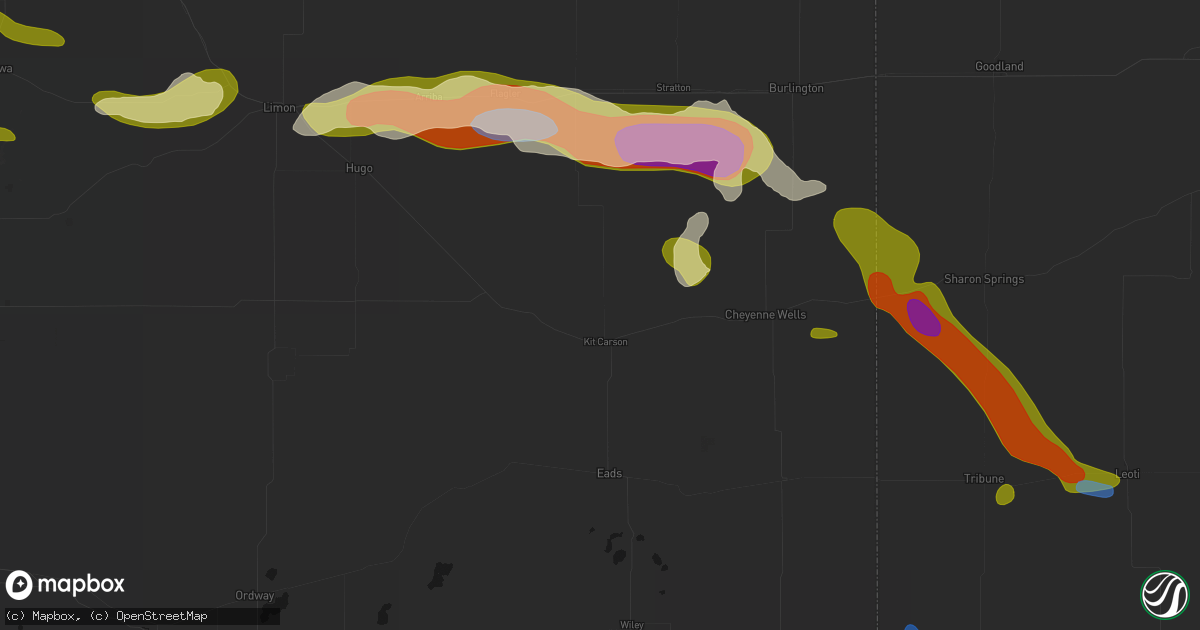 Hail map in Kit Carson, CO on September 19, 2026