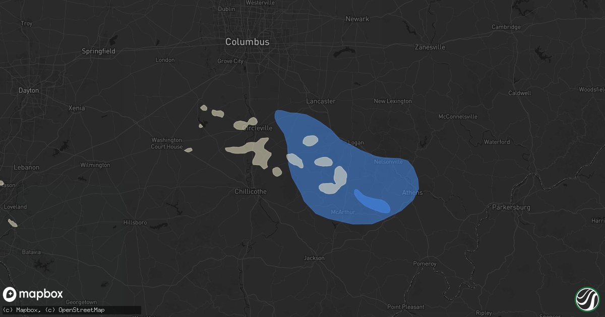 Hail map in Laurelville, OH on September 19, 2026