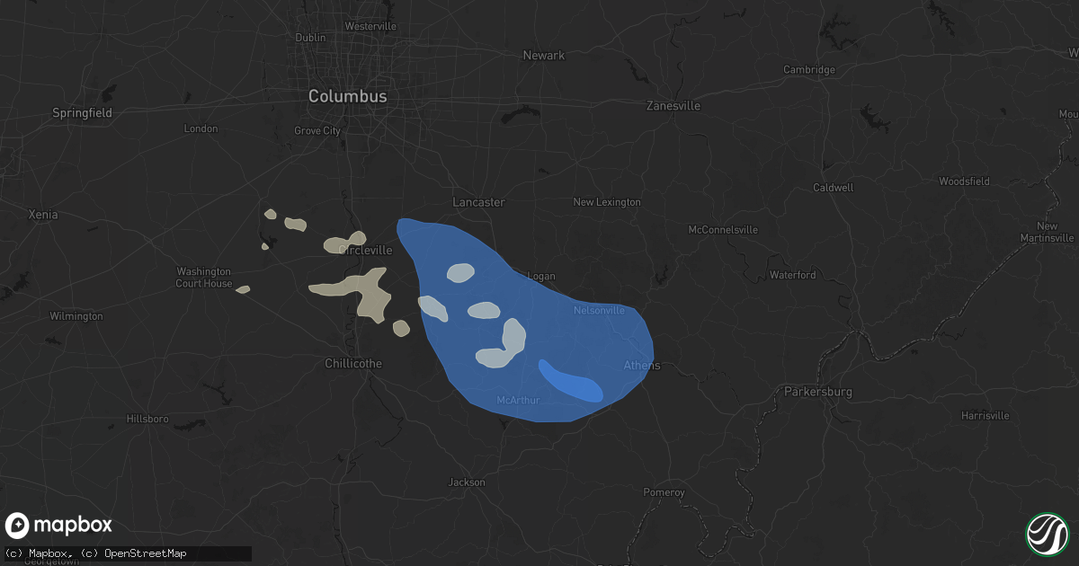 Hail map in Logan, OH on September 19, 2026