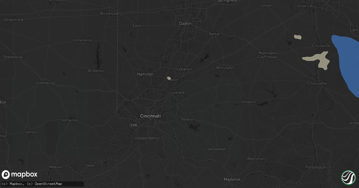 Hail map in Loveland, OH on September 19, 2026