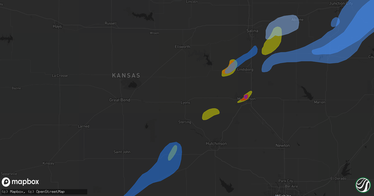 Hail map in Lyons, KS on September 19, 2026