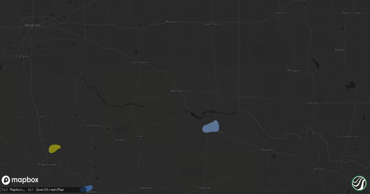 Hail map in Memphis, TX on September 19, 2026