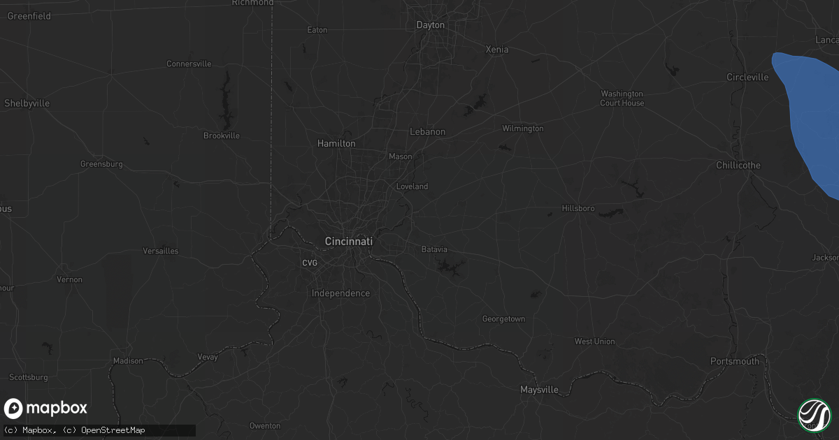 Hail map in Milford, OH on September 19, 2026