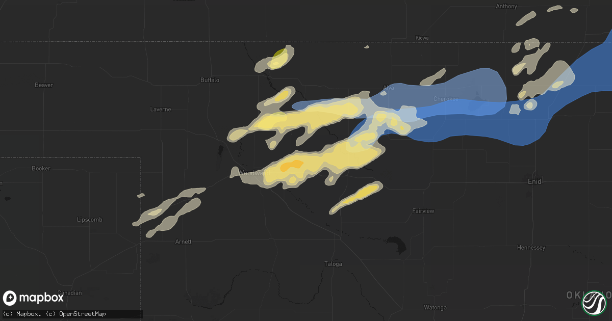 Hail map in Mooreland, OK on September 19, 2026