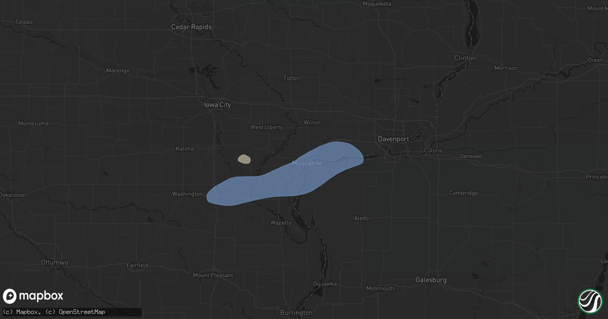 Hail map in Muscatine, IA on September 19, 2026