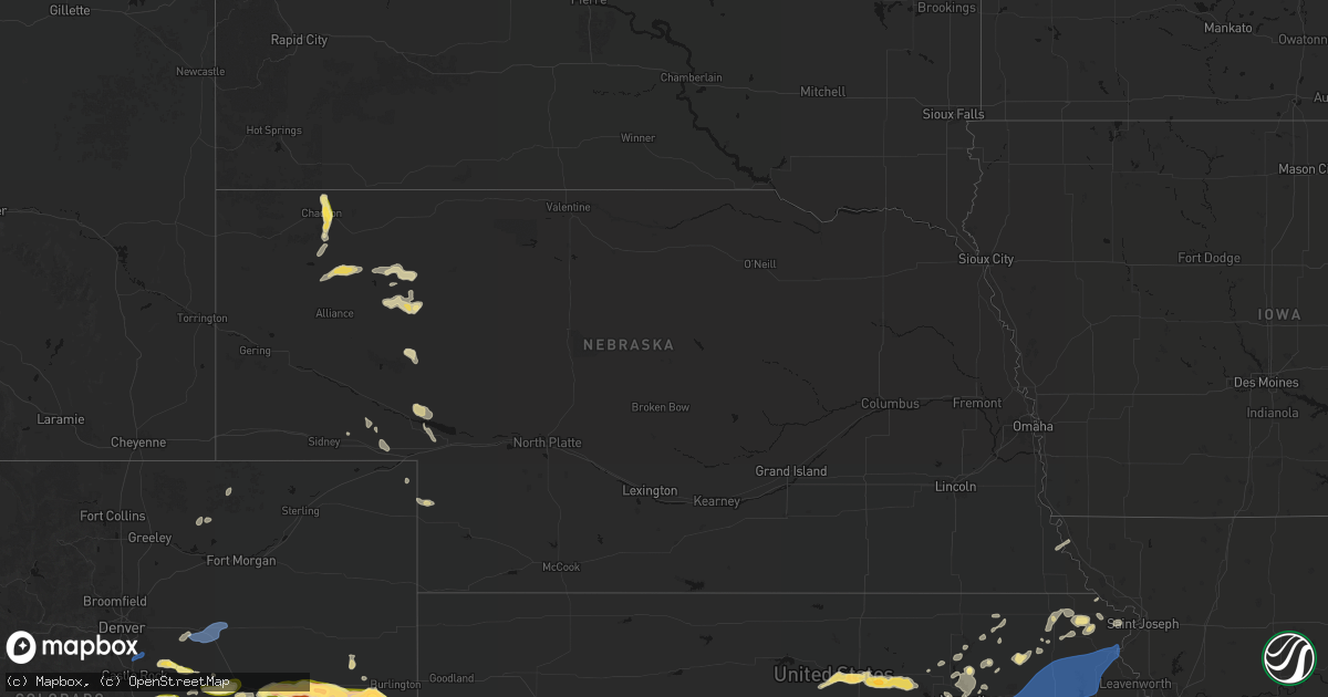 Hail map in Nebraska on September 19, 2026
