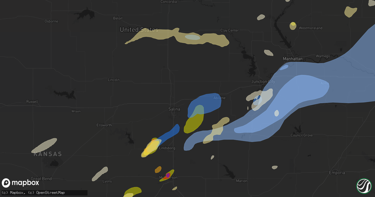 Hail map in New Cambria, KS on September 19, 2026