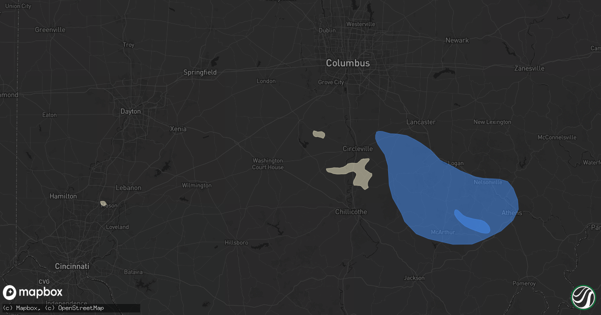 Hail map in New Holland, OH on September 19, 2026