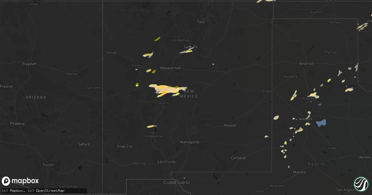 Hail map in New Mexico on September 19, 2026