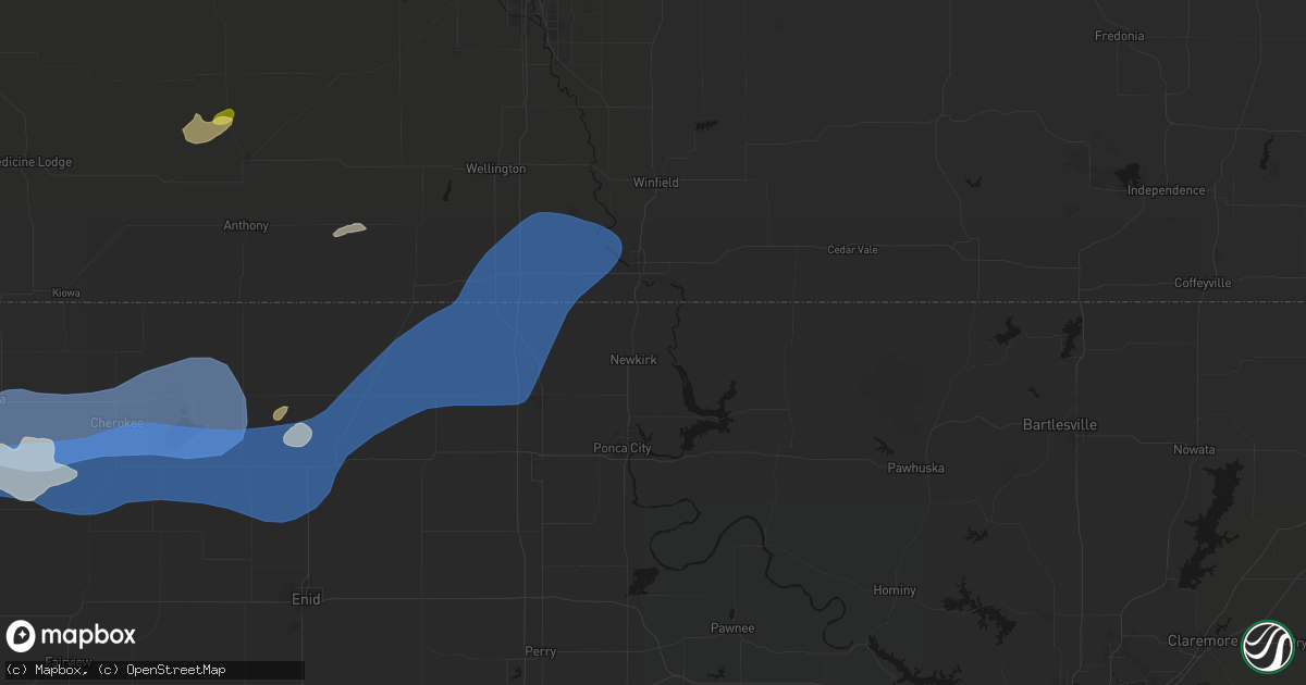 Hail map in Newkirk, OK on September 19, 2026