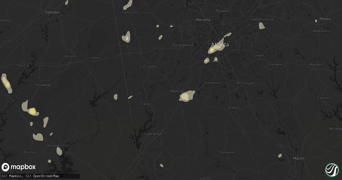 Hail map in Newnan, GA on September 19, 2026