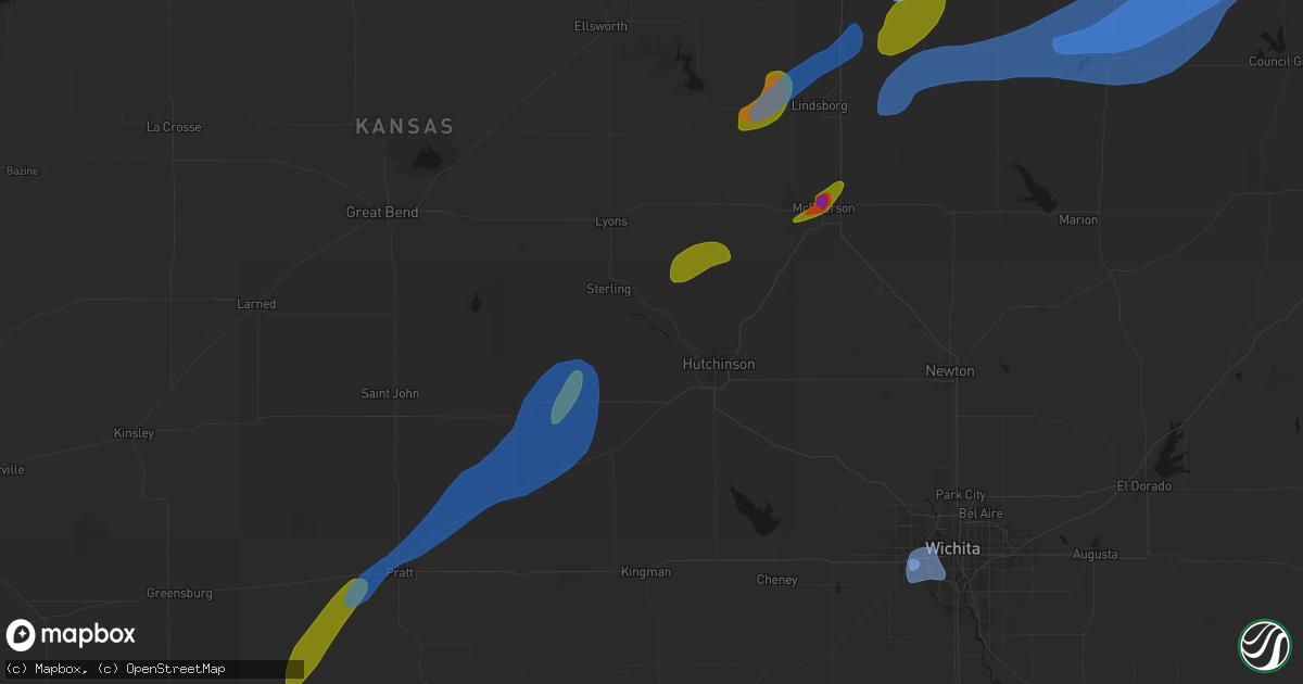 Hail map in Nickerson, KS on September 19, 2026