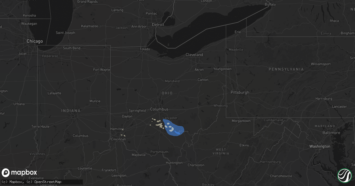 Hail map in Ohio on September 19, 2026