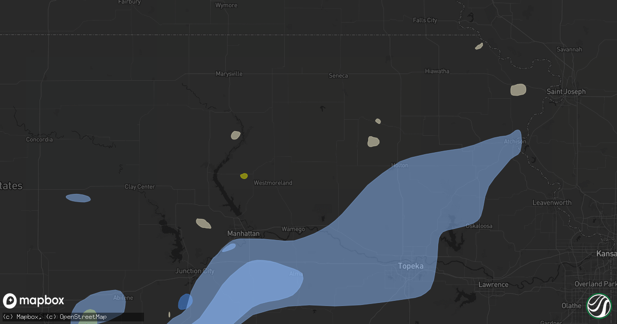 Hail map in Onaga, KS on September 19, 2026