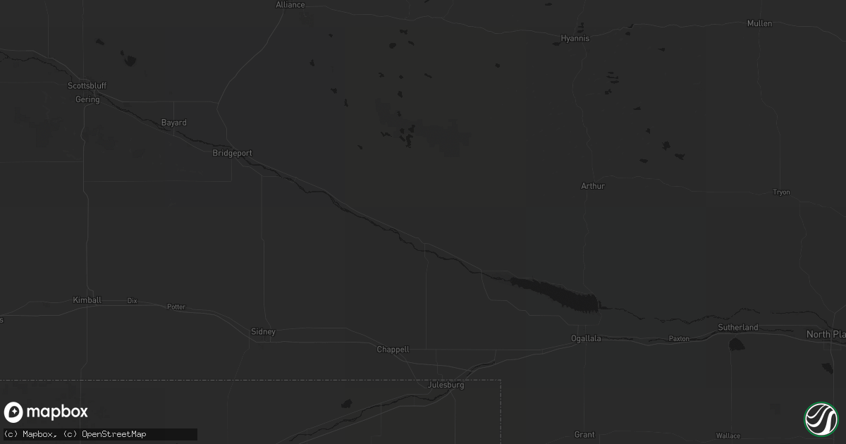 Hail map in Oshkosh, NE on September 19, 2026