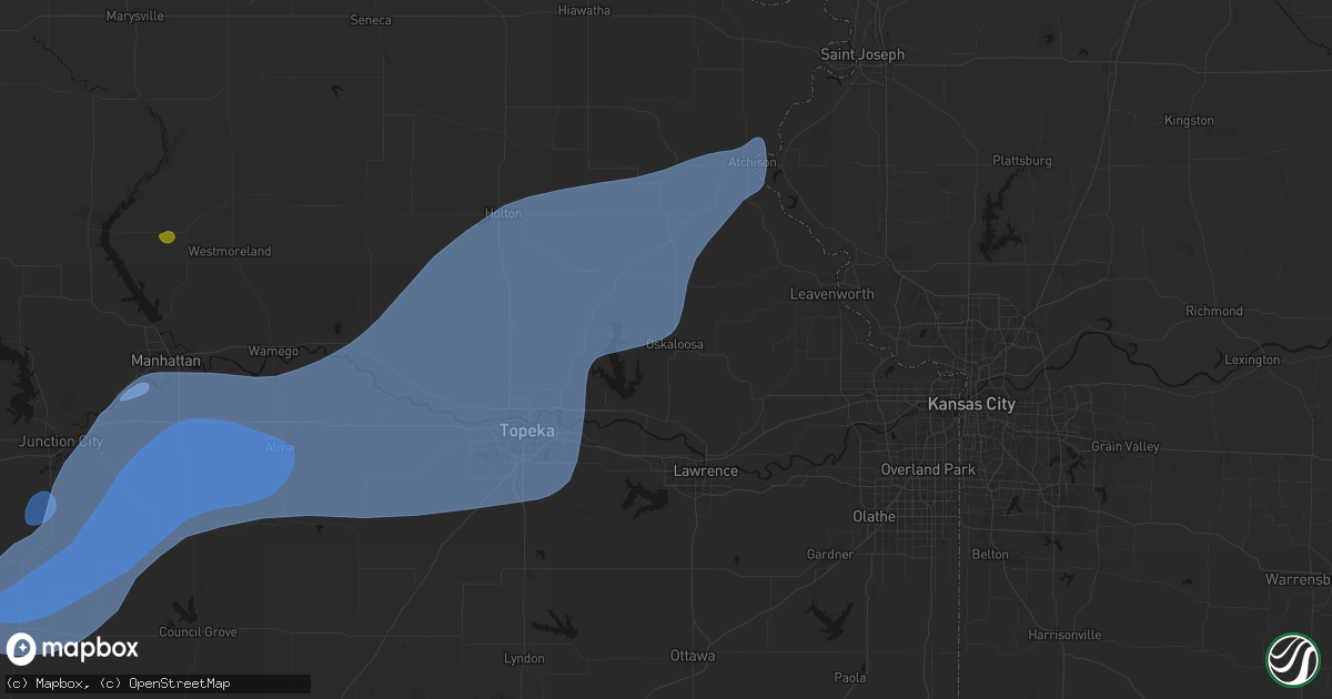 Hail map in Oskaloosa, KS on September 19, 2026