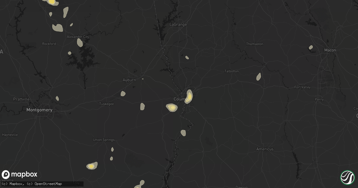 Hail map in Phenix City, AL on September 19, 2026