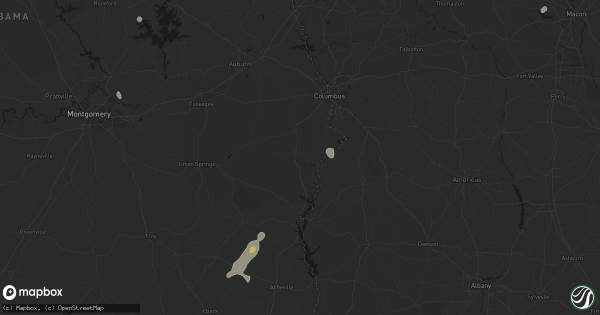 Hail map in Pittsview, AL on September 19, 2026