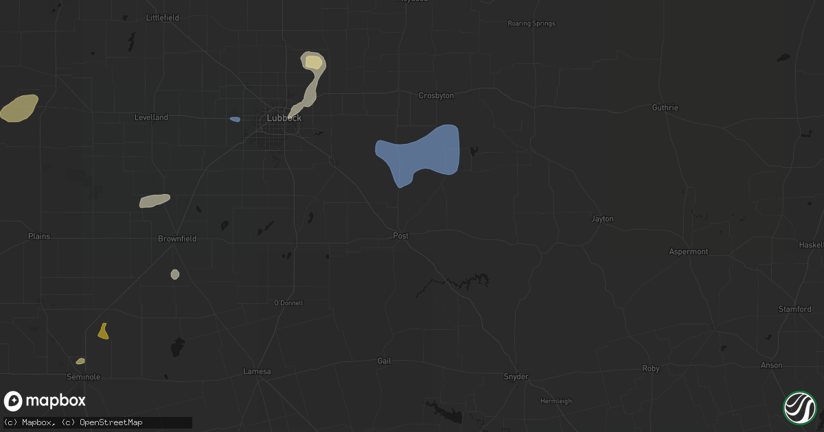 Hail map in Post, TX on September 19, 2026