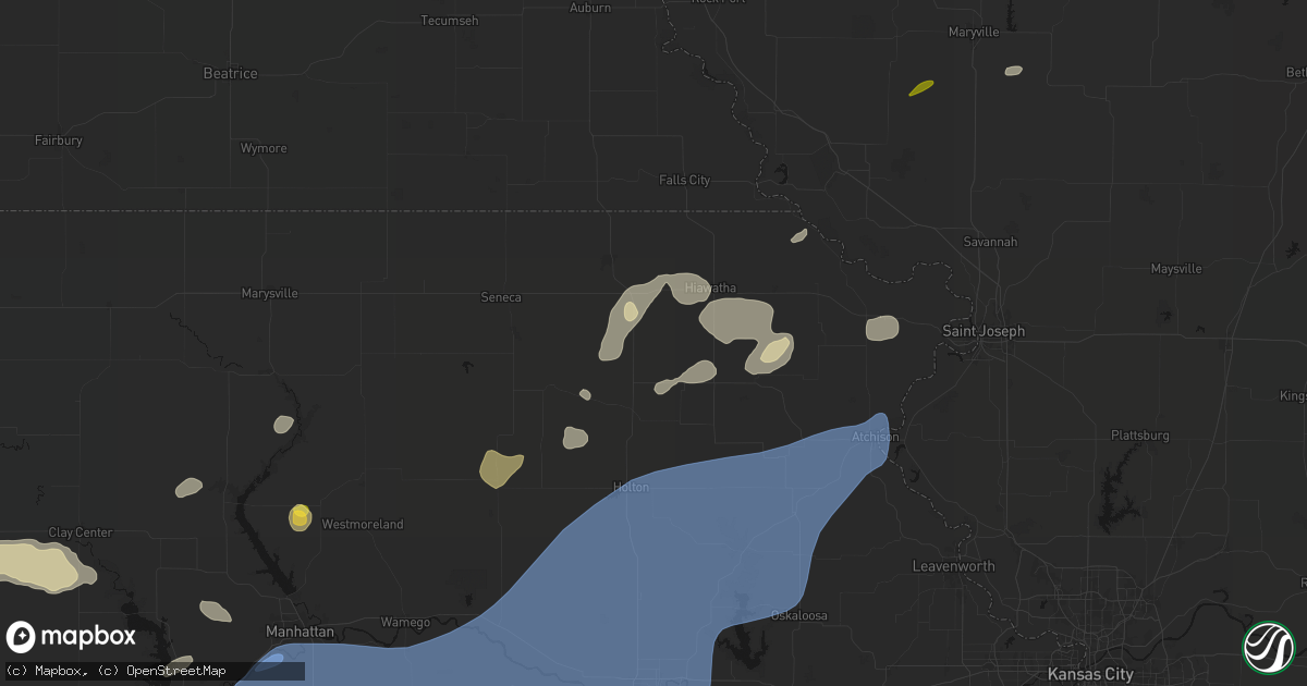 Hail map in Powhattan, KS on September 19, 2026