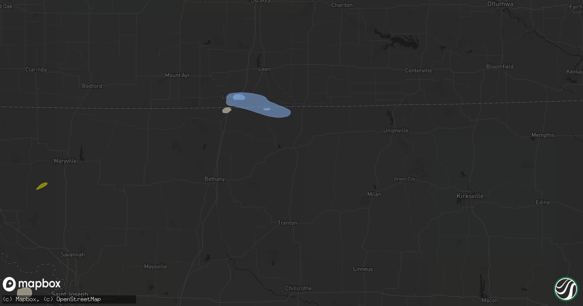 Hail map in Princeton, MO on September 19, 2026