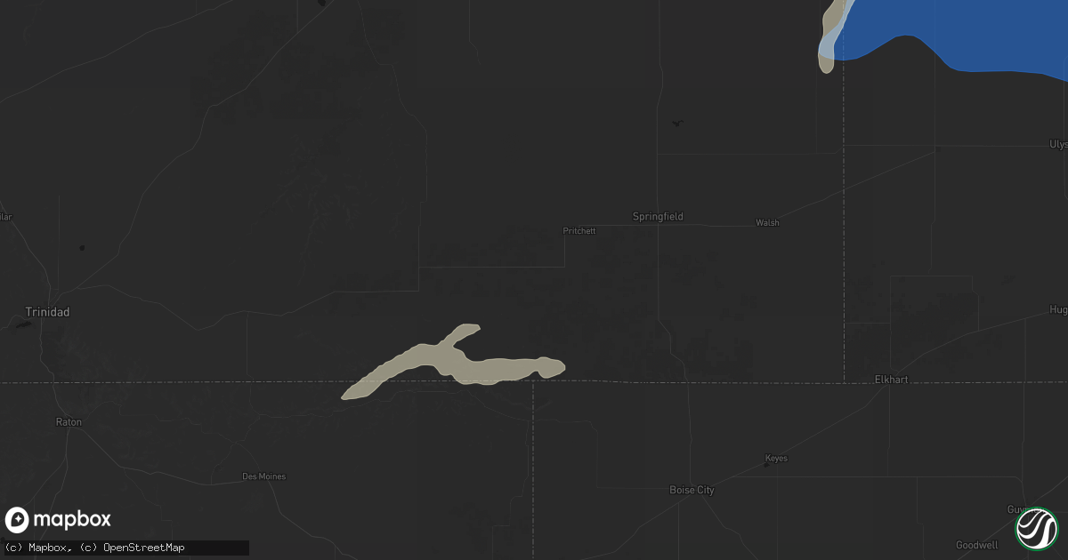 Hail map in Pritchett, CO on September 19, 2026