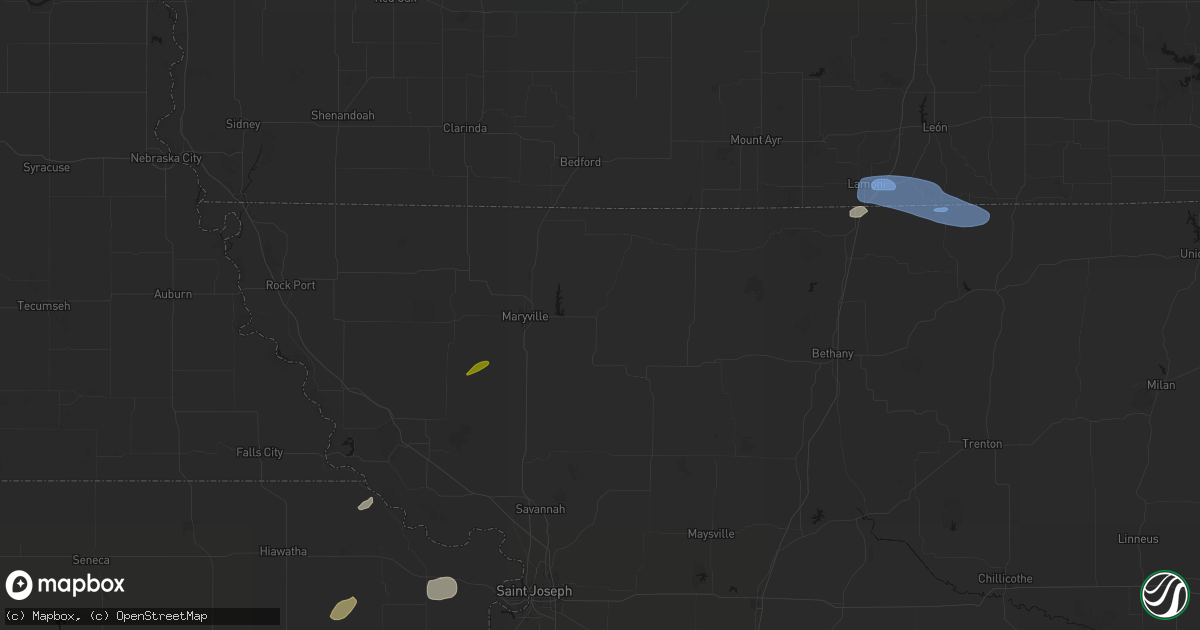 Hail map in Ravenwood, MO on September 19, 2026