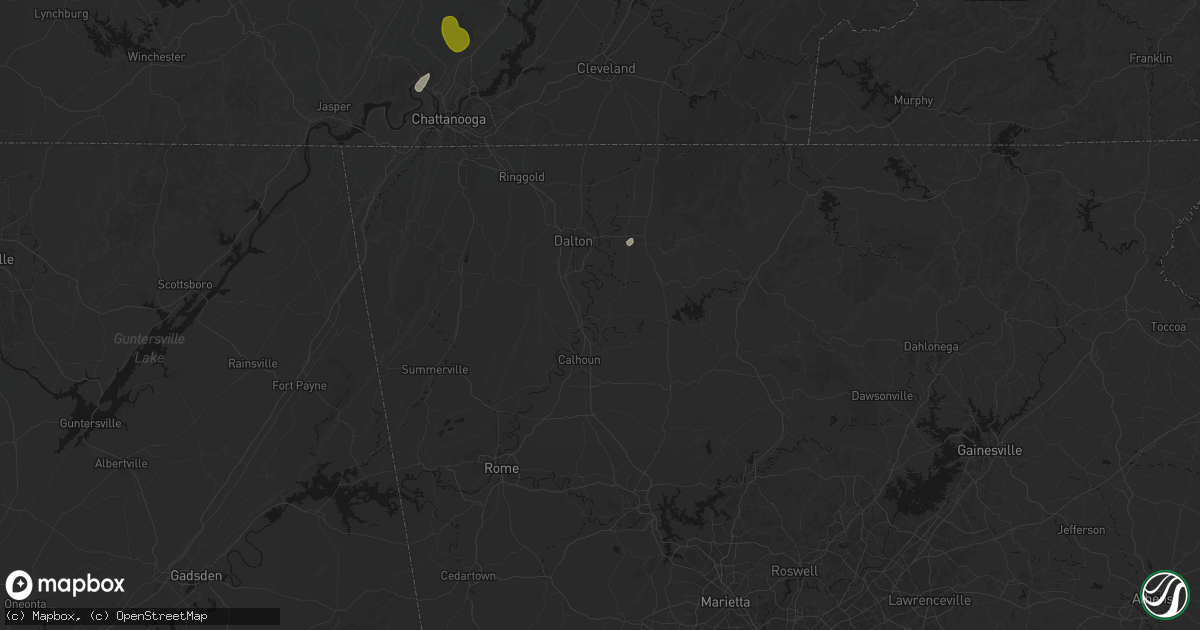 Hail map in Resaca, GA on September 19, 2026