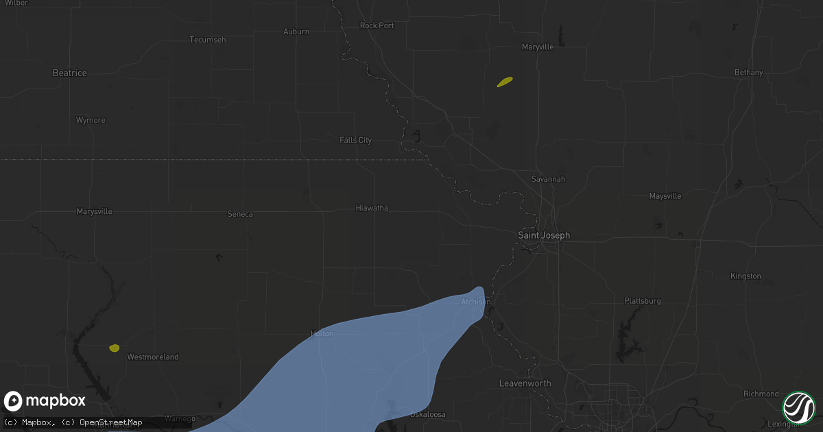 Hail map in Robinson, KS on September 19, 2026