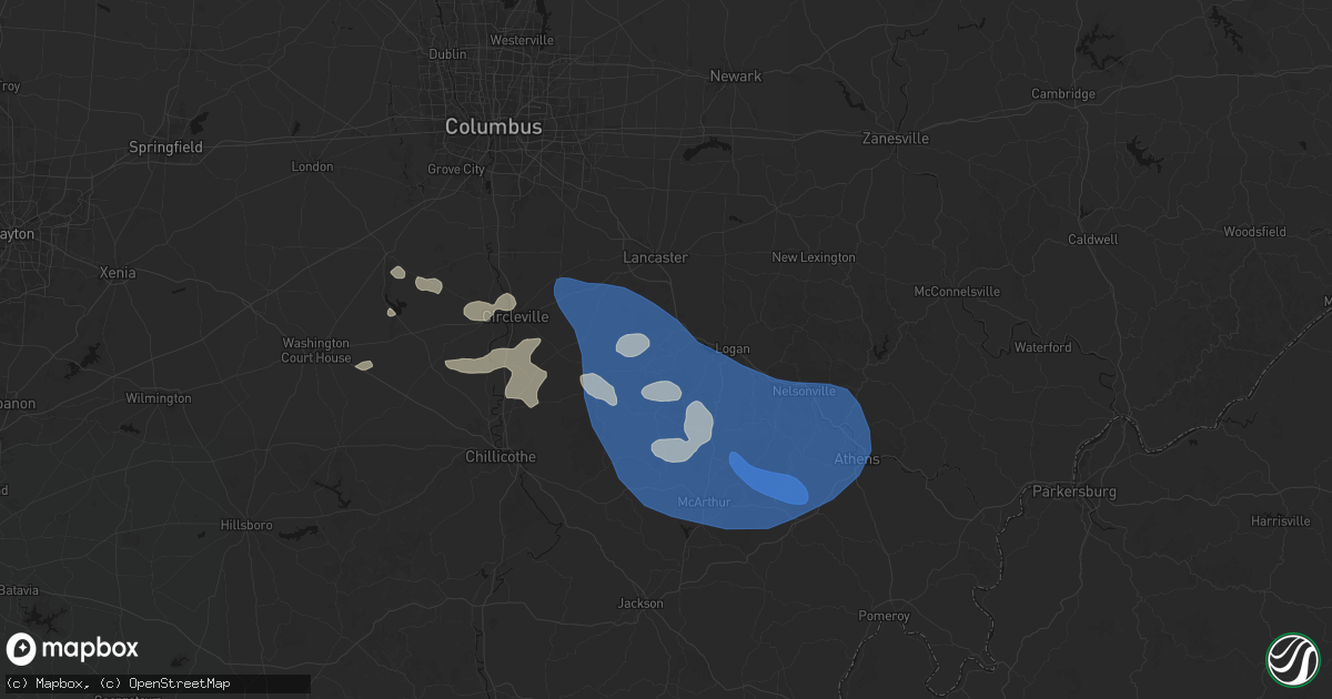 Hail map in Rockbridge, OH on September 19, 2026