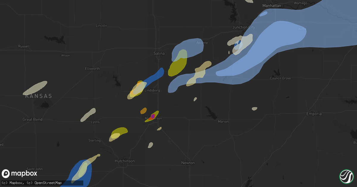 Hail map in Roxbury, KS on September 19, 2026