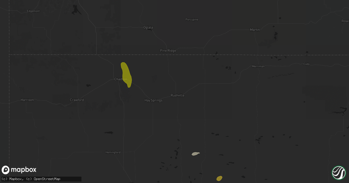 Hail map in Rushville, NE on September 19, 2026