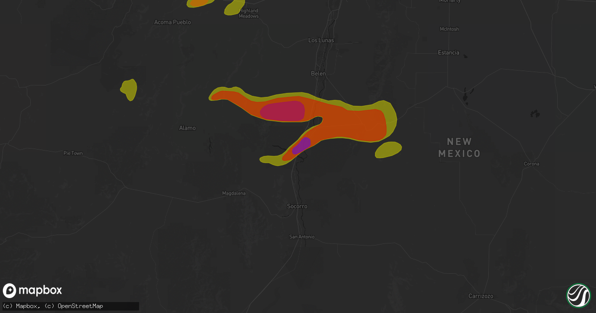 Hail map in San Acacia, NM on September 19, 2026