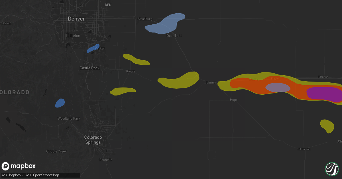 Hail map in Simla, CO on September 19, 2026