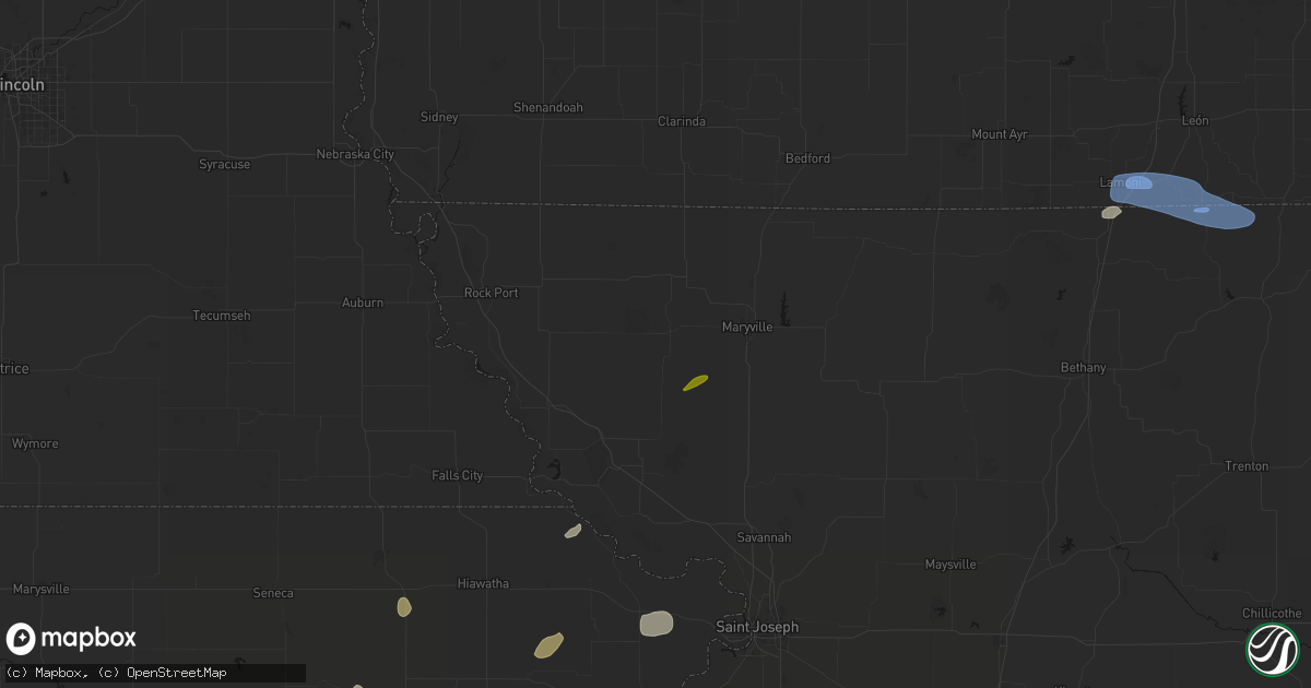 Hail map in Skidmore, MO on September 19, 2026