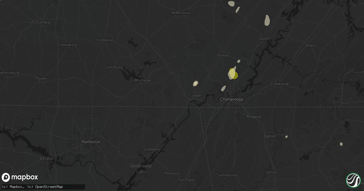 Hail map in South Pittsburg, TN on September 19, 2026