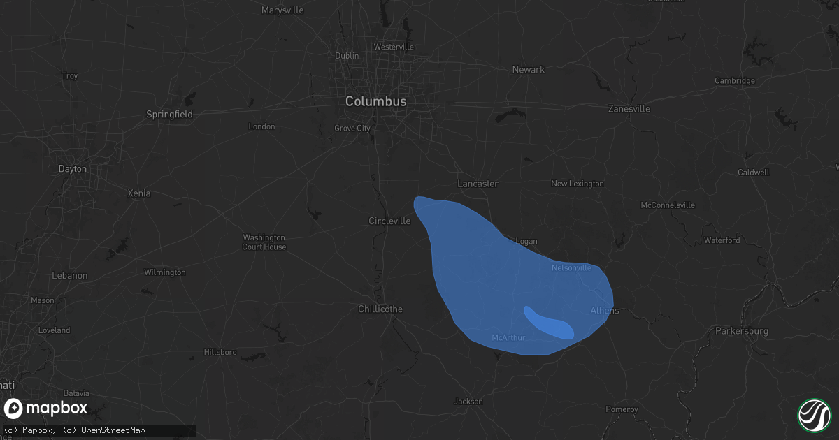 Hail map in Stoutsville, OH on September 19, 2026