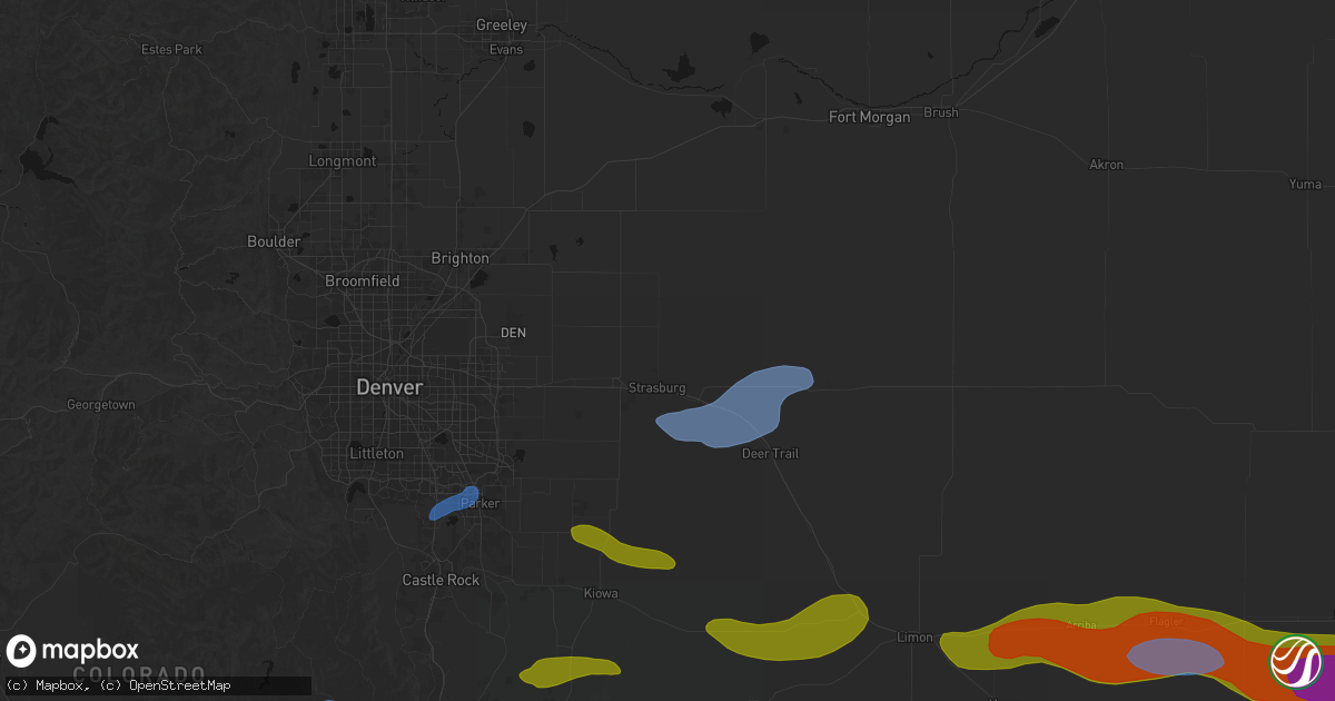 Hail map in Strasburg, CO on September 19, 2026