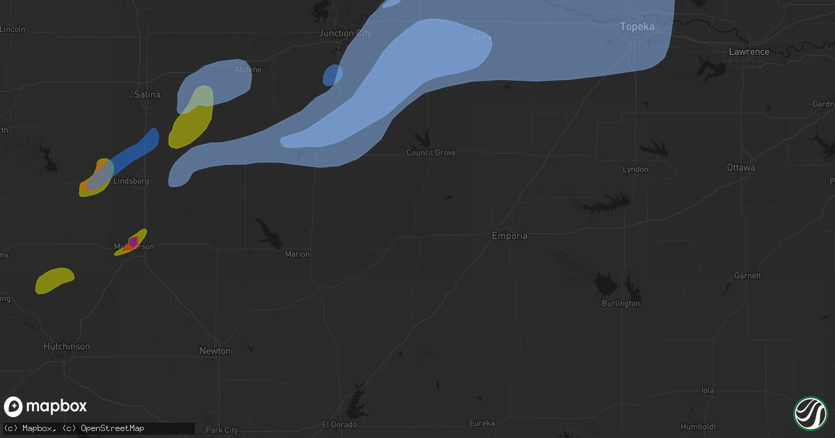 Hail map in Strong City, KS on September 19, 2026