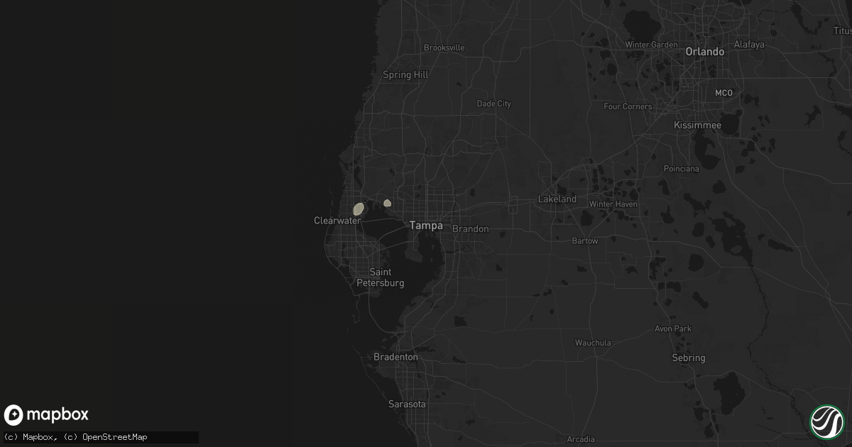 Hail map in Tampa, FL on September 19, 2026