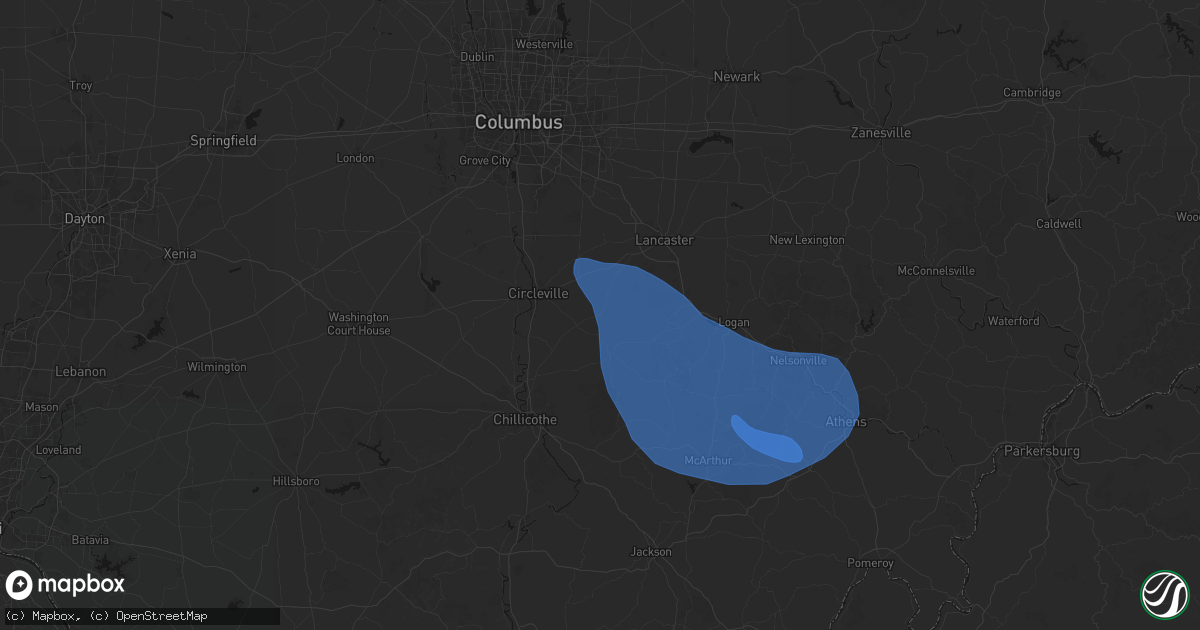 Hail map in Tarlton, OH on September 19, 2026