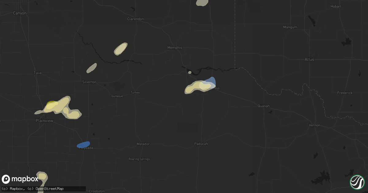 Hail map in Tell, TX on September 19, 2026