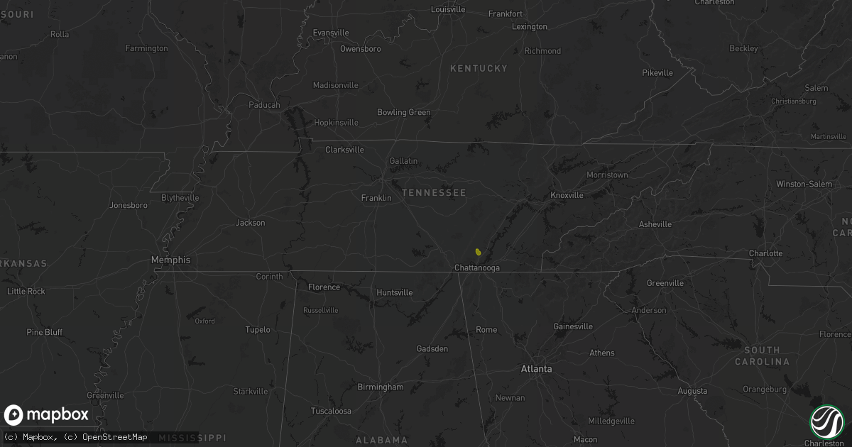 Hail map in Tennessee on September 19, 2026