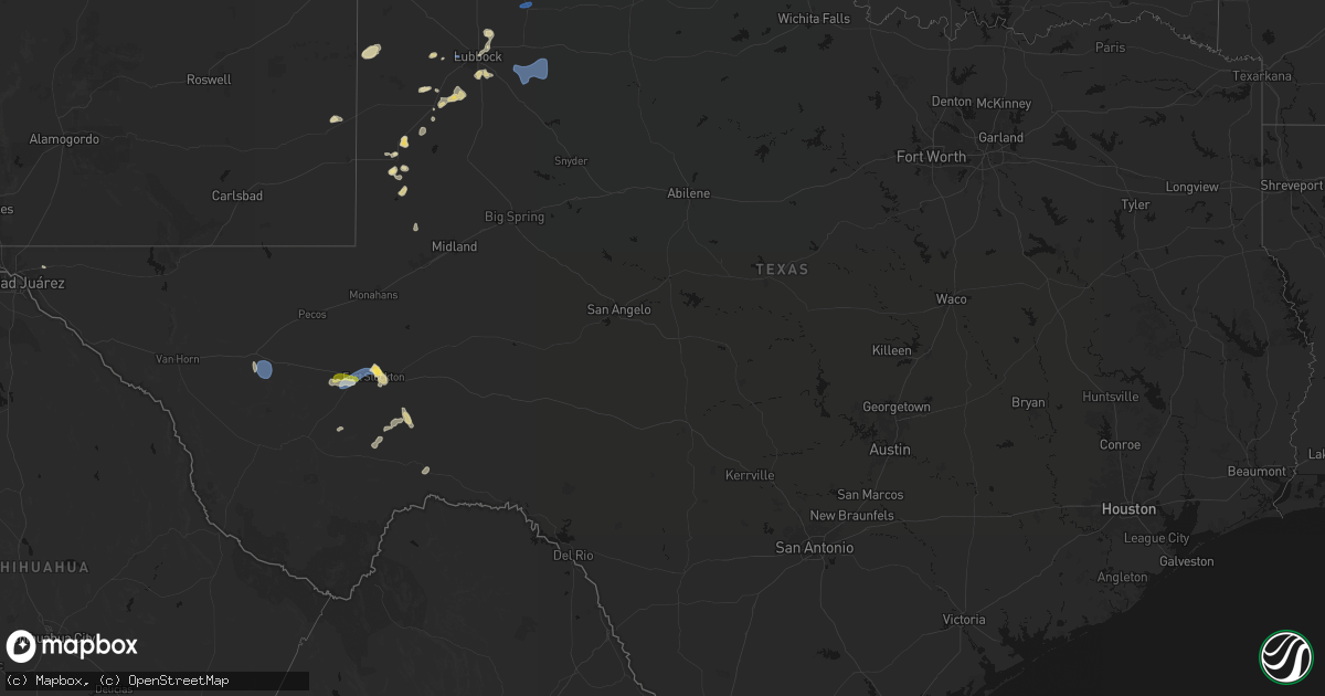 Hail map in Texas on September 19, 2026
